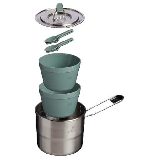 Camping-Kochset mit Edelstahltopf und Schüsseln für outdoor-Aktivitäten