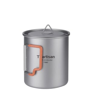 Multifunktionales Camping-Geschirr, Titan Topf 750 ml mit klappbaren Griffen und Deckel für Outdoor-Aktivitäten wie Camping, Wandern und Picknicken
