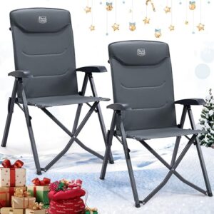 TIMBER RIDGE 2er Campingstuhl Faltbar Hohe Lehne mit 4 Positionen verstellbar bis 150kg Klappstuhl Camping Gepolstert Gartenstuhl Angelstuhl mit Tasche für Garten Balkon Wohnmobil