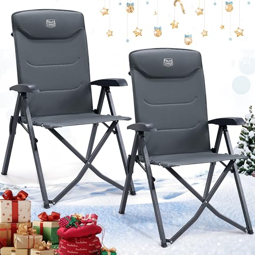TIMBER RIDGE 2er Campingstuhl Faltbar Hohe Lehne mit 4 Positionen verstellbar bis 150kg Klappstuhl Camping Gepolstert Gartenstuhl Angelstuhl mit Tasche für Garten Balkon Wohnmobil