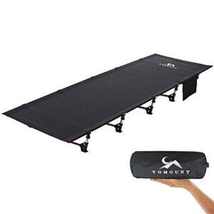 TOMOUNT Feldbett, Ultraleichtes Klappbett aus Aluminium mit Stangen 190x70cm, Kompakt und tragbar, ideal für Camping und Outdoor-Aktivitäten - Schwarz