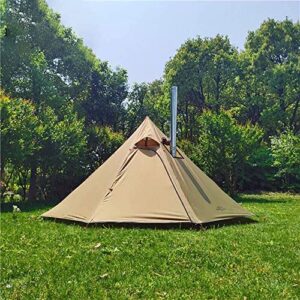 Vilemoon Tipi Heißzelt mit feuerhemmendem Ofenheber für Rauchrohre, 3~4 Personen, leicht, Tipi-Zelte für Familienteam, Outdoor, Rucksackreisen, Camping, Wandern (braun)