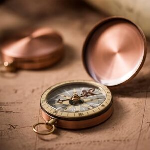Vintage-Kompass-Taschenuhr aus Messing mit Ledertasche, antiker Klappdeckel und Automatiköffnung, wasserdicht (IPX4) für Outdoor-Aktivitäten wie Camping, Wandern und Survival