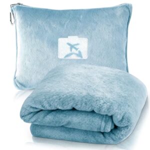 Weiche & Warme Reisedecke für Flugzeug & Auto, 2 in 1 Reisedecke & Kissen mit Rucksackclip, Flugzeugdecke Kuscheldecke Kopfkissenbezug Kompakte Kissen Decke für Flugzeug, Auto, Büro