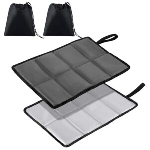 WUFANC 2er Pack Sitzkissen Outdoor, Thermo Sitzkissen Faltbar, wasserdichte, Maschinenwaschbar, Sitzunterlage Outdoor mit 2 Aufbewahrungstasche für Camping, Picknicks, Angeln (Grau)