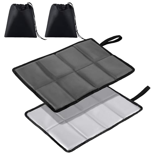WUFANC 2er Pack Sitzkissen Outdoor, Thermo Sitzkissen Faltbar, wasserdichte, Maschinenwaschbar, Sitzunterlage Outdoor mit 2 Aufbewahrungstasche für Camping, Picknicks, Angeln (Grau)