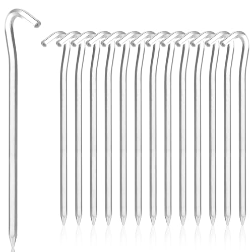Robuste Zeltheringe für Outdoor-Aktivitäten: Packung mit 14 und 18 cm langen Zeltheringen, Metallhaken, Aluminiumheringe für harte Böden, ideal für Garten, Camping, Angeln und Zelte