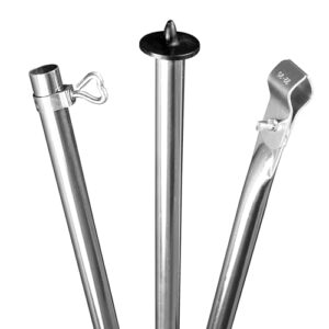 Zeltstange Stahl mit Fuß und Klemme, teleskopierbar 210-290cm, Ø22/19mm, Ersatz Gestänge für Zelte und Vorzelte