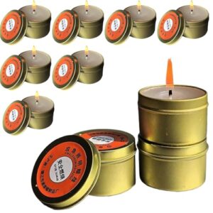 Windfeste Notfallkerzen für Outdoor-Aktivitäten, 10 Stück, Blechdose, 30 Stunden Brenndauer, rauchfrei und ökologisch, ideal für Camping und Wandern
