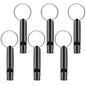 6 Pfeifen aus schwarzem Aluminium, ideal für Camping, Wandern, Jagen und Outdoor-Aktivitäten. Trillerpfeife aus hochwertigem Material, wasserdicht und rostfrei.