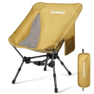 Faltbarer Campingstuhl, Ultraleicht Tragbare Campingstuhl, Kleines Packmaß Stuhl mit Tragfähigkeit 180KG Tragkraft, klappstuhl, Strandstuhl (Khaki)