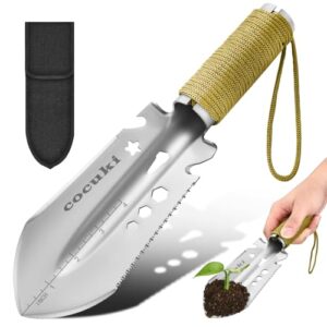 CoCuKi Mini Gartenschaufel Titanbeschichtet, 9 in 1 Tragbar Ultraleichte Kleine Campingschaufeln mit Tragetasche für Gartenarbeit Camping Strandwandern und Überleben