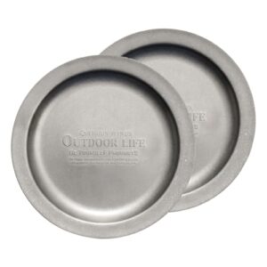 Runder Edelstahl Teller, 2er-Set Edelstahl Runder Geschirrstil mit Robuster Konstruktion für Outdoor-Aktivitäten wie Camping und Picknick