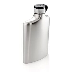 GSI Outdoors Glacier Stainless Hip Flask, silberner Flachmann mit 8 oz Kapazität, ideal für Camping und Wanderungen