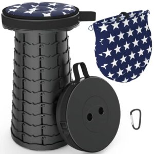 LOCYOP Teleskohocker, zusammenklappbar, leicht und tragbar, Hocker für Erwachsene, Camping-Hocker für Wandern, Angeln, Reisen, Grillen, maximale Belastung 440lbs, mit Tragetasche