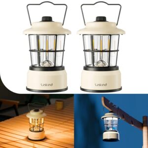 Dimmbare Linkind LED Campinglampe mit 200h Leuchtdauer, tragbar und widerstandsfähig für Camping, Notfall, Zelt, Wandern