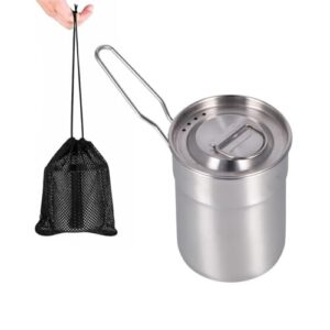 Camping-Toppf mit Deckel und faltbarem Griff aus Edelstahl für Outdoor-Aktivitäten wie Camping, Picknick oder Wandern