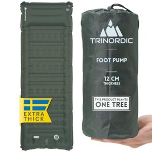 Aufblasbare Isomatte für Camping, Wandern und Bikepacking - extra dicke und breite Matratze mit integrierter Fußpumpe und kompaktem Kissen