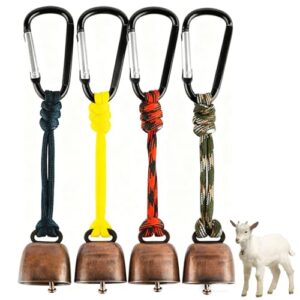 4 Stück robuste Metall Kuhglocken mit klassischem Design, vielseitig einsetzbar für Outdoor-Aktivitäten wie Camping und Wandern sowie als Sicherheitstragbare Glocke für Haustiere