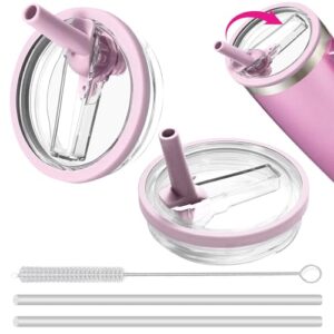 Auslaufsicherer Deckel für Stanley Cup 40oz, Ersatzdeckel mit Trinkhalmen und Strohhalm-Bürste, wiederverwendbarer Wasserdichter Deckel für 40oz Becher in Lila