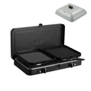 CADAC Grillset mit 2 Brennern, Aluminium-Grilldeckel und universeller Grillkuppel - ideal für Camping und Outdoor-Kochen