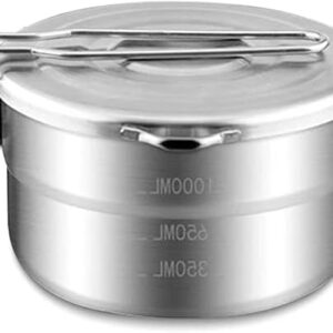 Camping Kochtopf mit Deckel und Faltbarem Griff - 1,5 Liter großer Topf aus Edelstahl für Camping, Wandern und Picknick
