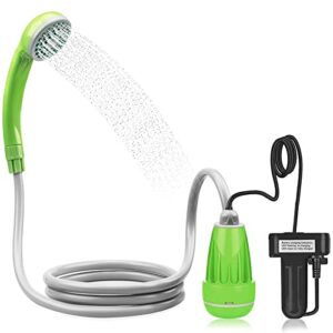 Campingdusche mit wiederaufladbarem Akku und 1,8m langem Schlauch für Garten, Strand, Camping und Reise