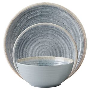 Unzerbrechliches Camping-Geschirr, 12-teiliges Melamin-Geschirr Set mit Tellern und Müsli-Schalen für Wohnmobil, Wohnwagen, Bulli & Camper, spülmaschinengestört und kompakt, retro-boho Design