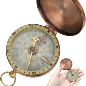 Tragbarer Kompass mit Klappdeckel, Messing-Kompass für Outdoor-Aktivitäten wie Camping und Wandern