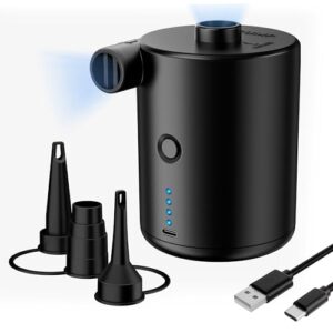 Elektrische Luftpumpe, 4000mAh Akku Pumpe mit 3 Düsen für schnelles Aufblasen und Entleeren von Luftmatratzen und Schlauchbooten