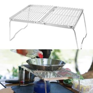 Ein faltbarer Grill aus Edelstahl, ideal für Outdoor-Aktivitäten wie Camping und Picknicks. Der Grill ist leicht tragbar und kann nach Gebrauch gefaltet werden.