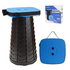 Tragbarer Klapphocker für Camping und Outdoor-Aktivitäten, blauer Teleskohocker mit ABS-Schale und stabilen Federstahldrähten, Faltbares Design für bequemen Sitzplatz bei BBQ oder Angelreisen