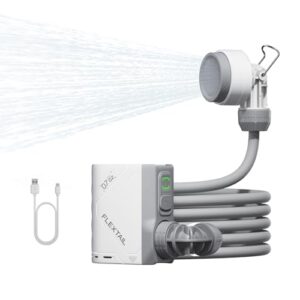 Tragbare Outdoor-Campingdusche mit Pumpe, 2,2m Schlauch und USB-C-Aufladung für Garten, Reisen, Strand und Haustiere