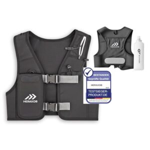 Reflektierende Laufweste für Damen und Herren mit Verstellbaren Gurten, Handyhalterung und Trinkflasche - Atmungsaktive Running Vest für Jogger