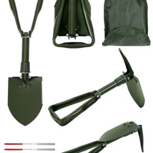 Klappspaten 58 cm, klappbarer Schneeschieber mit Tragetasche aus Kohlenstoffstahl für Outdoor-Aktivitäten wie Wandern und Jagen.