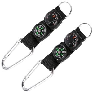 Multifunktionales Outdoor-Navigationswerkzeug mit Thermometer und Karabiner-Schlüsselanhänger für wanderungen, camping und Reisen.