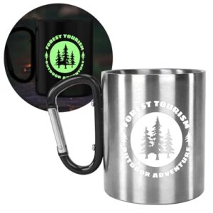Leuchtende Edelstahl Camping-Tasse mit Karabiner-Haken - kompakte & leichte 280 ml Tasse für Wanderungen und Outdoor-Abenteuer
