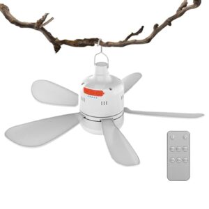 Camping Deckenventilator mit Licht und Fernbedienung, Einstellbare Geschwindigkeit, wiederaufladbare Kühler für Wohnmobile und Camping