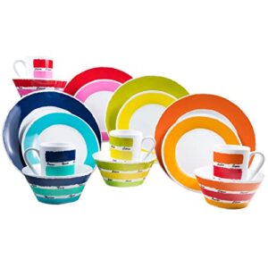 Melamin-Camping-Geschirr-Set für 4 Personen, bunt, spülmaschinengeeignet, bruchfest, für Picknick Outdoor Garten