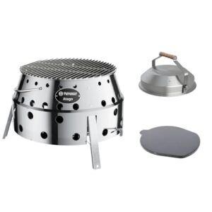 Petromax Atago Grill Set - 4-in-1 Funktion: Grill, Ofen, Herd & Feuerschale | Inkl. Edelstahl-Haube & Pizzastein | Ultraleicht & kompakt | Ideal für Camping, Garten & Balkon
