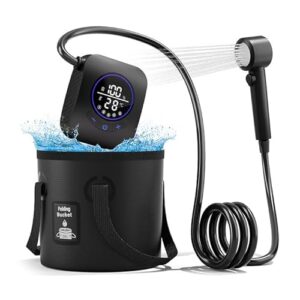 Tragbarer Camping-Duschpumpe mit 8000mAh Akkukapazität und Temperaturanzeige für Outdoor-Reisen, Wandern und Gartenarbeit