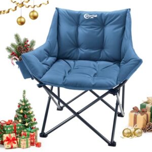Portal Campingstuhl, faltbarer Klappstuhl für draußen und drinnen, 150kg belastbar, weich gepolstert mit Armlehnen