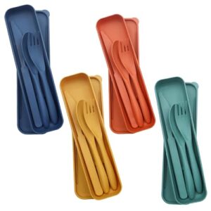 Reisebesteck, Kunststoff-Besteck, Camping-Besteck, Messer, Löffel, Gabel, Besteck-Set mit Etui, umweltfreundlich und wasser- und staubdicht
