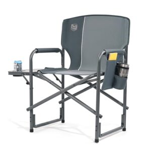 Campingstuhl Faltbar Aluminium Ultraleicht 3,3kg Regiestuhl klappbar 180kg mit Seitentisch Angelstuhl für Camping Angeln Strand Picknick Festival