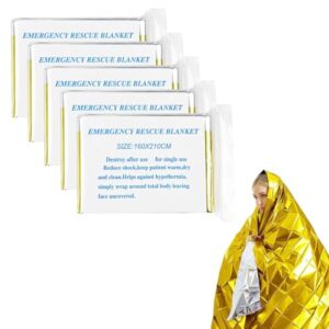 Rettungsdecke Gold/Silber 5 Stück, Rettungsfolie für Auto, Erste Hilfe, Camping, Survival Kit, Outdoor Wandern Überleben Skifahren