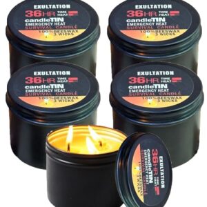 5 Notfallkerzen mit 3 Docht und 36 Stunden Brenndauer, langbrennendes Campinglicht, wasserdicht, geruchlos und rauchfrei für Wanderungen, Camping und Wintersturm