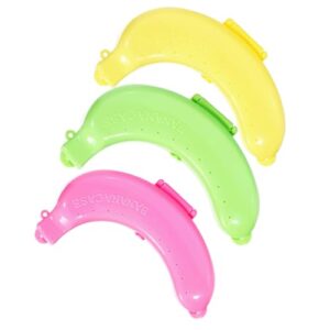 Bananenaufbewahrung-set aus BPA-freiem Plastik, perfekt fuer Picknicks und Camping, 3 Farben: gelb, gruen, rosa, hält frische Bananen sicher und trocken