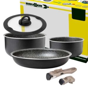 Camping Kochgeschirr Alu-Topfset, 5+2-teilig, ø 26 cm, PIRATE Spacemaster, antihaft, leicht, hochwertig für 2-4 Personen