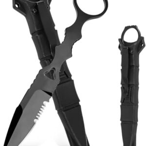 Byffoer Klein Messer mit Kydex Scheide, Pocket Knife mit 440C Feststehender Klinge und schwarzer Oxidbeschichtung für Outdoor-Aktivitäten und Alltagsgebrauch