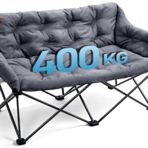 Campingstuhl Faltbar für 2 Personen, 400kg belastbar, Campingsofa mit hohen Lehnen und extra breiter Sitzfläche, ideal für Outdoor-Ausflüge und Gartenutzung